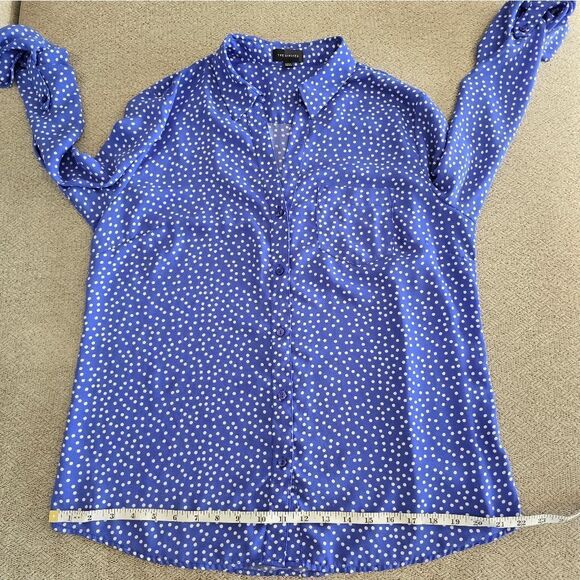 The Limited Purple and White Polka Dot Dress Shirt - Size Large - Picture 7 of 10